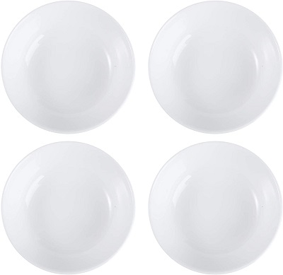 DOITOOL Cuencos de inmersión 4 platos de aperitivos de cerámica blanca pura para salsas platos de cuatro esquinas blanco 